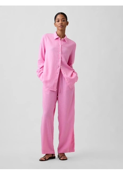 Gap V-lınen Easy Shırt Pembe