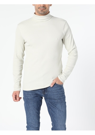 Colin's Slim Fit Balikci Erkek Gri Taş Uzun Kol Tişört CL1049854_Q1.V1_STM Taş