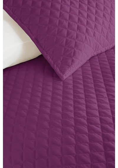 Mor Kapitone Genç Odası Tek Kişilik Pike Takımı - Düz Modern Mürdüm 160x220 Cm Kapitone Yatak Örtüsü Puslu Bulut Buharı