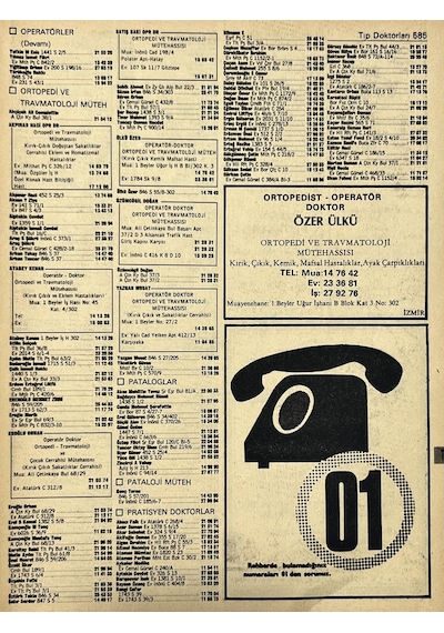 İzmir 1982-1983 Meslek Reklam İlanı Efemera S585