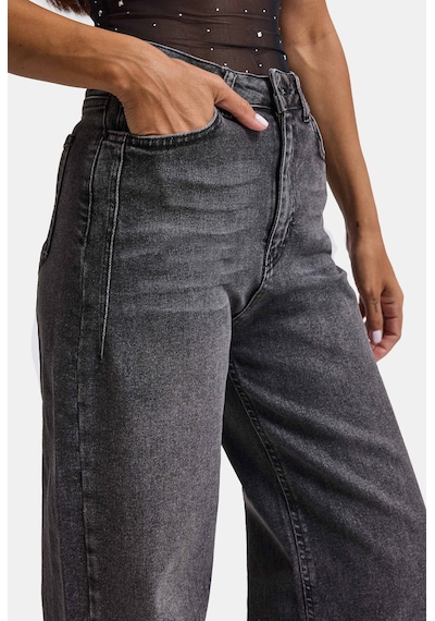 Kadın Füme 4w6-14 Wide Leg Fit Esnek Kumaş Denim Jean