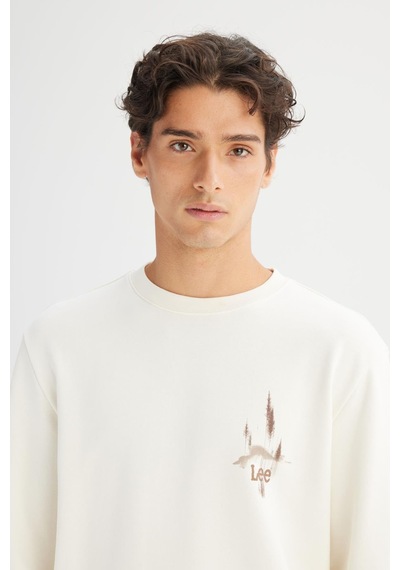 Lee Erkek Baskılı Sweatshirt Ecru Ecru