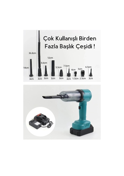 Yeni 2in1 16000 Pa Araç İçi Süpürge 3 Kademeli Çoklu Başlıklı Vakumlu Üflemeli Şarjlı Araç Süpürgesi