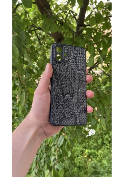 Samsung Uyumlu Galaxy A07 Yılan Desenli Kabartma Dokulu Kılıf Siyah