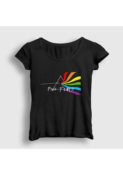 Presmono Kadın Beam Pink Floyd T-shirt Siyah