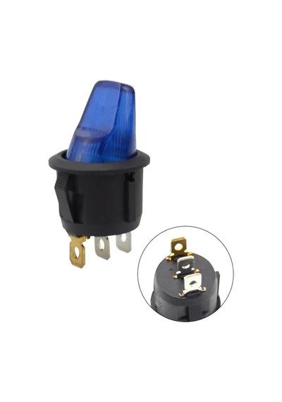 Mr-131as Yuvarlak Mavi Işıklı Anahtar On-off 3 Bacaklı 12volt Mavi