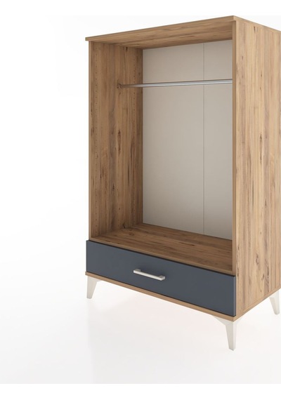 Hyperion Dolap Tek Raflı Tek Çekmeceli Tek Askılı 88x44x134 Çam-antrasit Atlas Çam