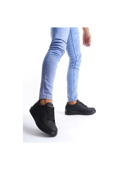 Slw151 Boost Bağcıklı Cilt Erkek Günlük Sneaker Ayakkabı St Siyah Siyah