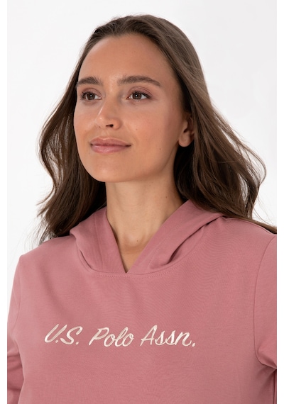 U.S. Polo Assn. Kadın Gül Kurusu Kapüşonlu Sweatshırt 50313559-VR221