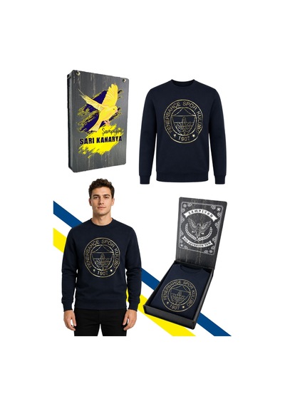 Fenerbahçe Erkek Trıbun Altın Logolu Sweat Uv Kutu Lacivert