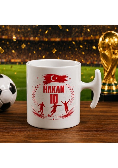 Bk Gift Kişiye Özel Türkiye Taraftar Temalı 2026 Dünya Kupası Tasarımlı Hammer Kupa Bardak -6, Tek Yürek Milli Takım Ruhu Beyaz