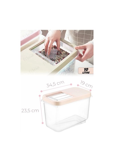 Multibox Tahıl Mama Bakliyat Un Vs. Şeffaf Sürgülü Kapak Erzak Saklama Kabı 10 Lt