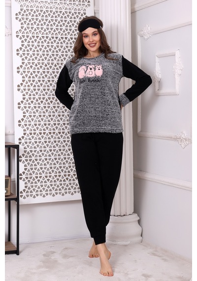 Wordex Fawn 3016 Peluş Welsoft Polar Kışlık Kadın Yumoş Pijama Takımı Gri Wordex Fawn 3016 Peluş Welsoft Polar Kışlık Kadın Yumoş Pijama Takımı Gri