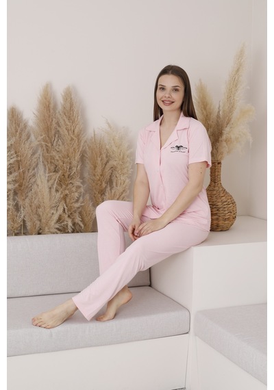Wordex Mirano 2950 Polyviscon Kumaş Kısa Kollu Düğmeli Kadın Pijama Takımı Soft Pembe Wordex Mirano 2950 Polyviscon Kumaş Kısa Kollu Düğmeli Kadın Pijama Takımı Soft Pembe