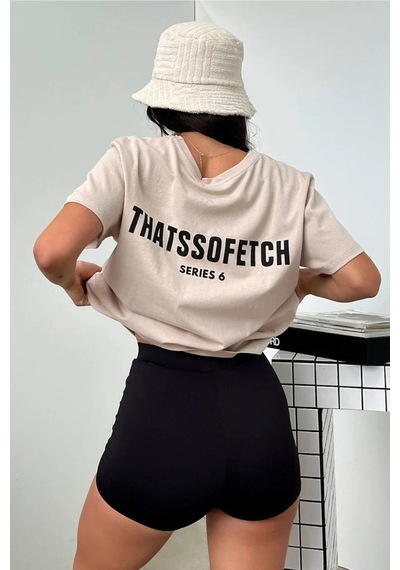 Vizon Oversize Fetch Series 6 T-shirt - Oversize Baskılı Vizon