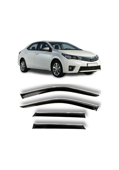 Toyota Corolla Uyumlu 2014-2018 Kromlu Cam Rüzgarlık 4Lü Set