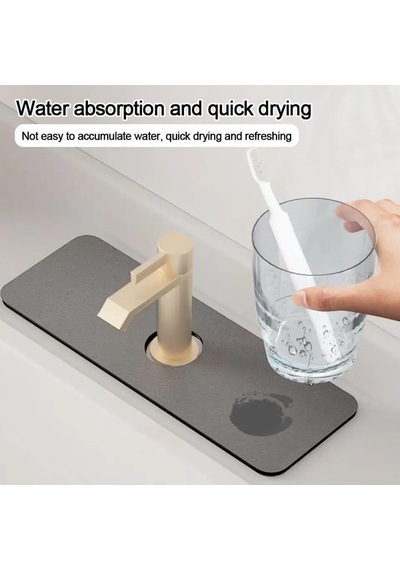 3b Trend Su Emici Lavabo Kenar Matı Sihirli Mutfak Lavabo Sıçrama Koruyucu Damlama Tutucu Mat Gri