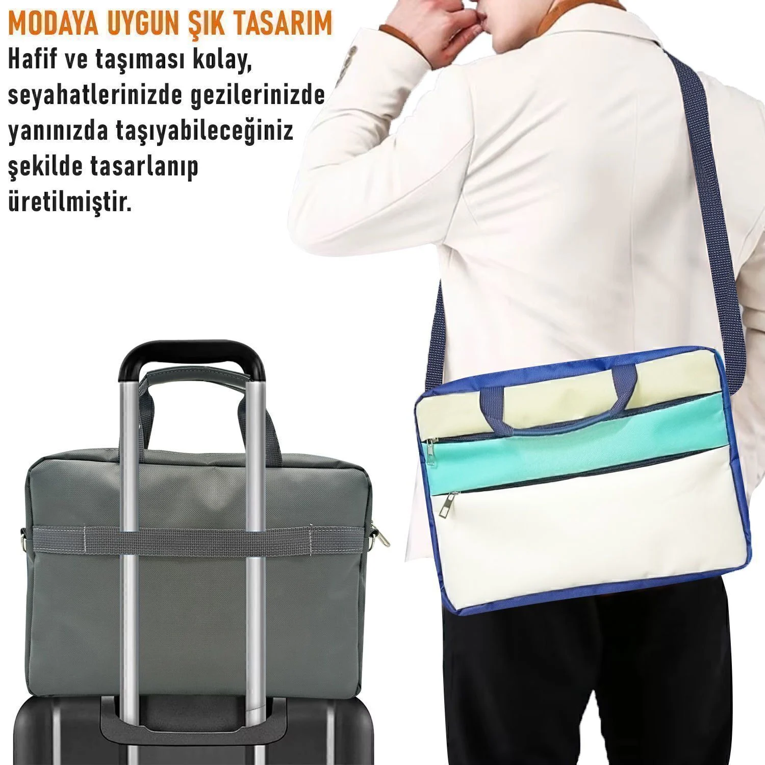 Microcase Apple İpad Air 11 2026 İle Uyumlu Tablet Macbook Laptop Tablet Çantası 2 Bölmeli Al4821 Krem