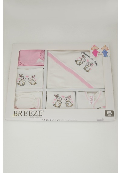 Breeze Kız Bebek Hastane Çıkışı 10 Lu Sevimli Tavşancık Dostlar Nakışlı 0-3 Ay, Ekru