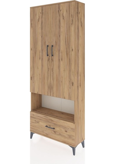 Arges Dolap 3 Raflı Tek Çekmeceli Tek Askılı 88x30x221 Çam-çam Çam