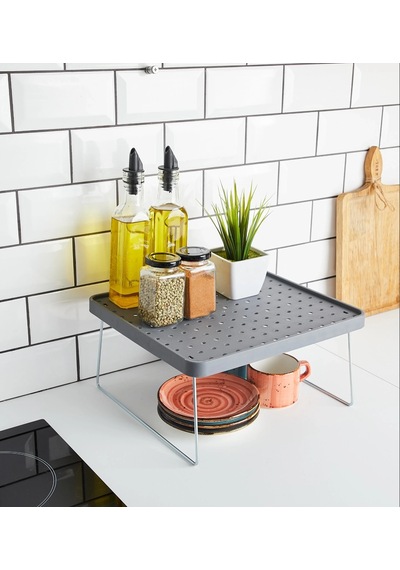Orehome Maxi Dolap İçi Ve Tezgah Üstü Raf Düzenleyici - Metal Ayaklı Çok Amaçlı Mutfak Organizeri 28x30 Cm Beyaz