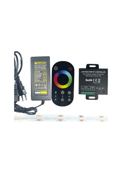Cob Rgb Şerit Led Set Dokunmatik Kontrollü 360/1m Ledli 5 Metre Plastik Adaptör