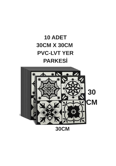 30cmx30cm 10 Adet Yapışkanlı Osmanlı Çini Floor Pvc Panel Zemin Kaplama Paneli Arkası Kauçuklu 2124 Renkli