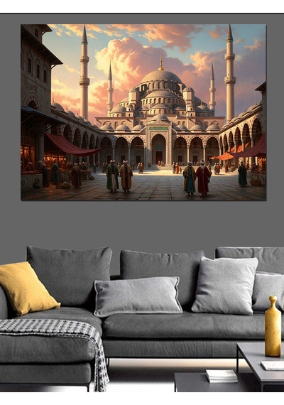 İstanbul Sultanahmet Meydanı Ve İnsanlar Dekoratif Kanvas - Mdf Ahşap Tablo
