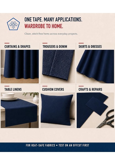 Perde Telası 1.5 Cm X 50 M - Kalın Paça Kot Denim Telası - Çift Taraflı Yapışkan Tela - Amerikan Tela - Dikiş Nakış Telası Beyaz Diğer