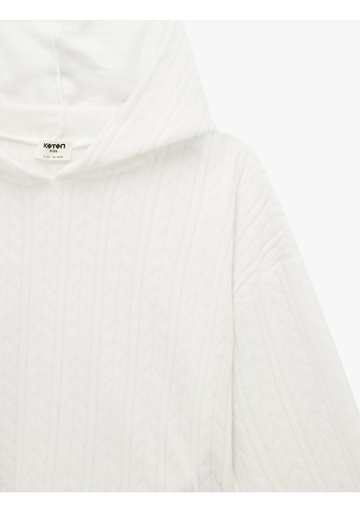 Koton Uzun Kollu Basic Kapşonlu Sweatshirt Ekru 7wkg10324ak Koton Uzun Kollu Basic Kapşonlu Sweatshirt Ekru 7wkg10324ak