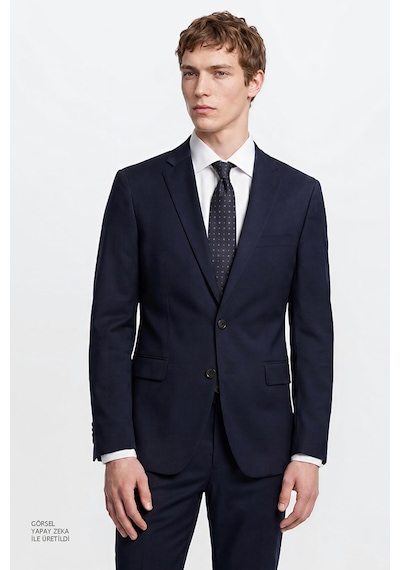 AC&Co / Altınyıldız Classics Erkek Slim Fit Dar Kesim Mono Yaka Takım Elbise Lacivert