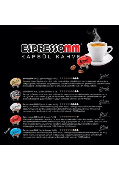 Espressomm® Tchibo Cafissimo Makineleri İle Uyumlu Red Kapsül Kahve 5 x 10'lu