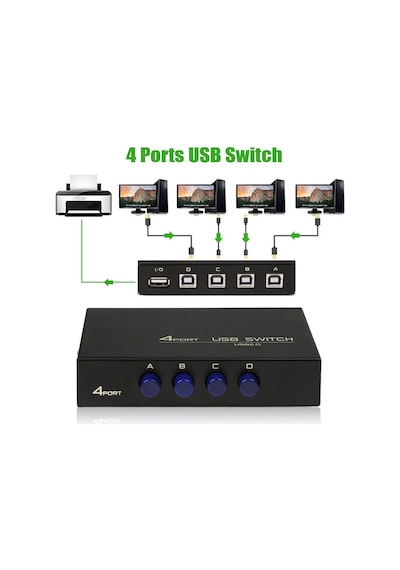 4 Port Çoklu Bağlantı Yazıcı Printer Usb Çoklayıcı Switch Hub