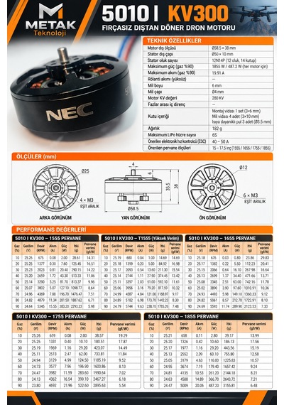 5010 Kv300 Drone Motoru