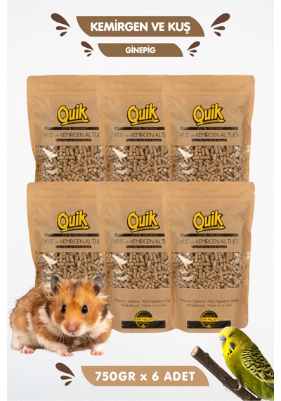 0 Koku %100 Emicilik Kemirgen Ginepig Hamster Kuş Altlığı Pelet Taban Malzemesi 750gr X 6 Adet