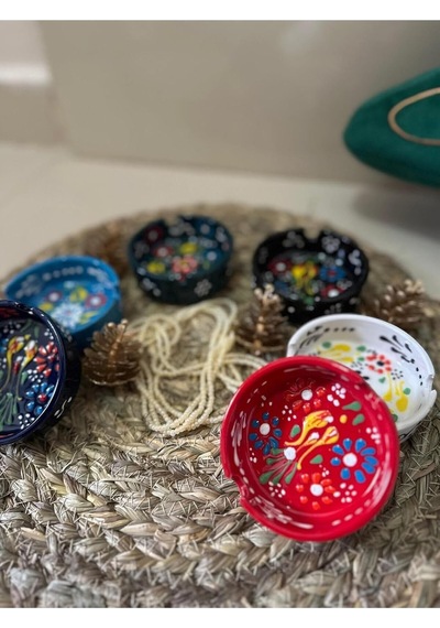 6 Lı Seramik El Işlemesi Çini Desen Küllük/kül Tablası Renkli