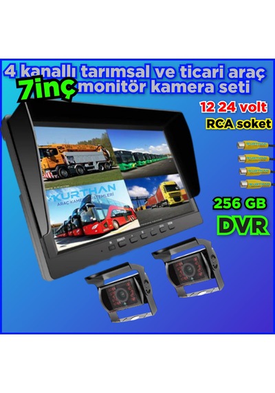 2 Adet Ledli Metal Kasa Kamera Ve 7 İnç Dvr Monitör Seti