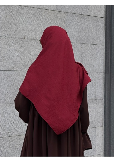 Qalortex Scarf Premium Jakarlı Hüma Büyük Boy Eşarp -bordo