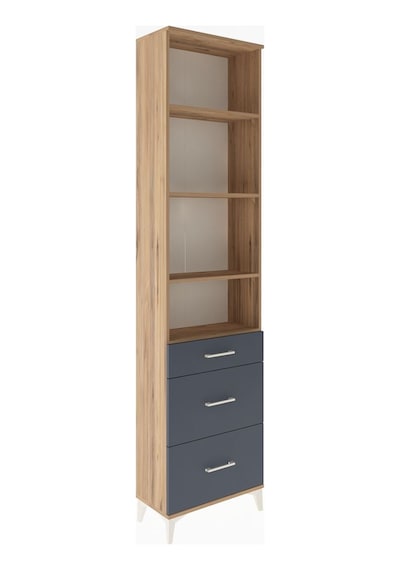 Arges Dolap 4 Raflı 3 Çekmeceli 60x30x243 Çam-antrasit Atlas Çam