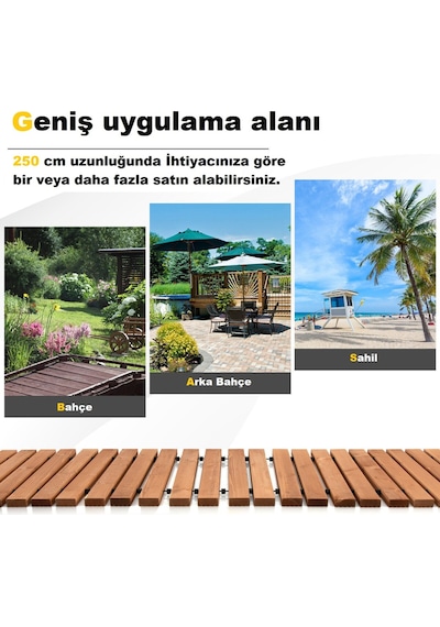 İahşap 250x50 Cm Ahşap Yürüyüş Yolu Veranda Yolu Yürüme Yolu Bahç