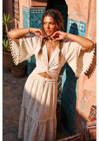 Fashion Cocktail Akdeniz Esintili Uzun Etekli Geniş Kollu Pullu Midye İstiridye Deniz Yıldızı Dekoratif Sallantılı Şe Bej Fashion Cocktail Akdeniz Esintili Uzun Etekli Geniş Kollu Pullu Midye İstiridye Deniz Yıldızı Dekoratif Sallantılı Şe Bej