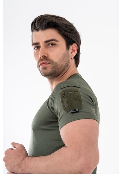 Bikatex Tactical Taktik Tişört Yuvarlak Bisiklet Yaka Tişört Outdoor T-shirt - 801 Haki