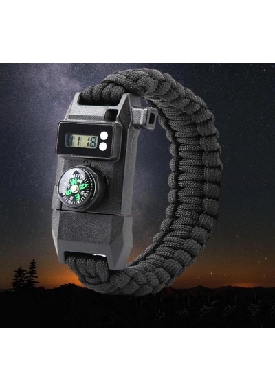 Paracord Dijital Saat Düdük Hayatta Kalma Kamp Bilekliği Evimdeyokyok