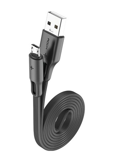 Rock S1 Micro Usb Şarj Ve Data Kablosu Flat Yassı 1Mt 2A Siyah