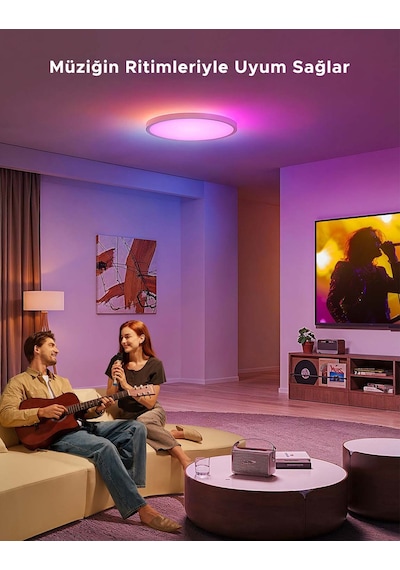 Govee Rgbww + Rgbıc Yuvarlak Akıllı Tavan Armatürü 12 İnç H80a1c01 RGB