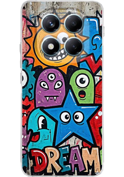 Redmi Note 14 Pro 5g İle Uyumlu Grafiti Dream Street Tasarımlı Şeffaf Silikon Kılıf Şeffaf