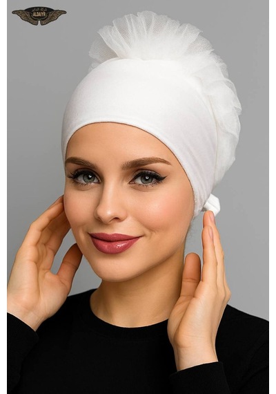 Aldaıyr Fırfır Bone Tesettür Bone Beyaz