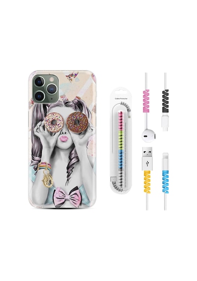 Apple Uyumlu iPhone 13 Pro Max Kılıf Kablo Koruyuculu Donut Girl 1408