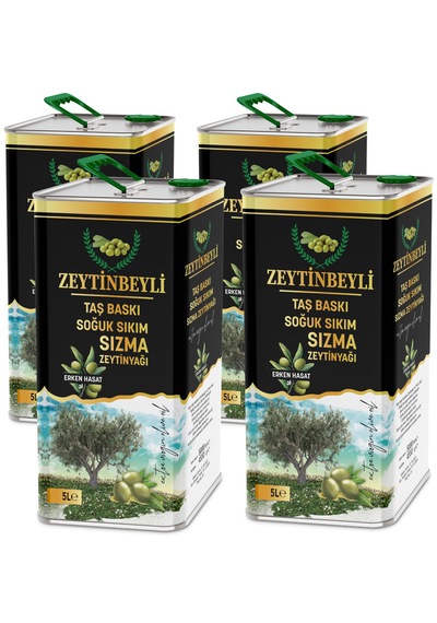 Zeytinbeyli Taşbaskı 20 Lt Natürel Sızma Soğuk Sıkım Zeytinyağı