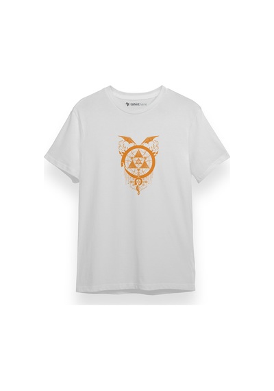 Fullmetal Alchemist Anime Gilded Snakes Of Alchemy Beyaz Kısa Kol Erkek Tshirt 001